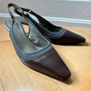 Brunello Cucinelli Italian Slingback Heels.